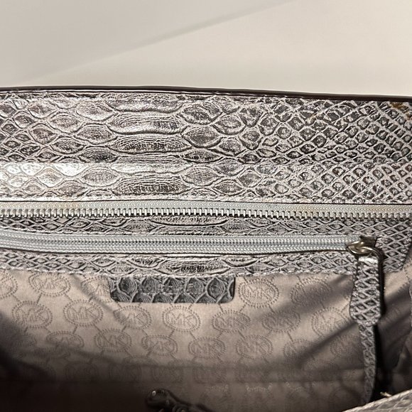 Michael Kors Selma Silver Python Leather Shoulder Bag - Picture 7 of 10